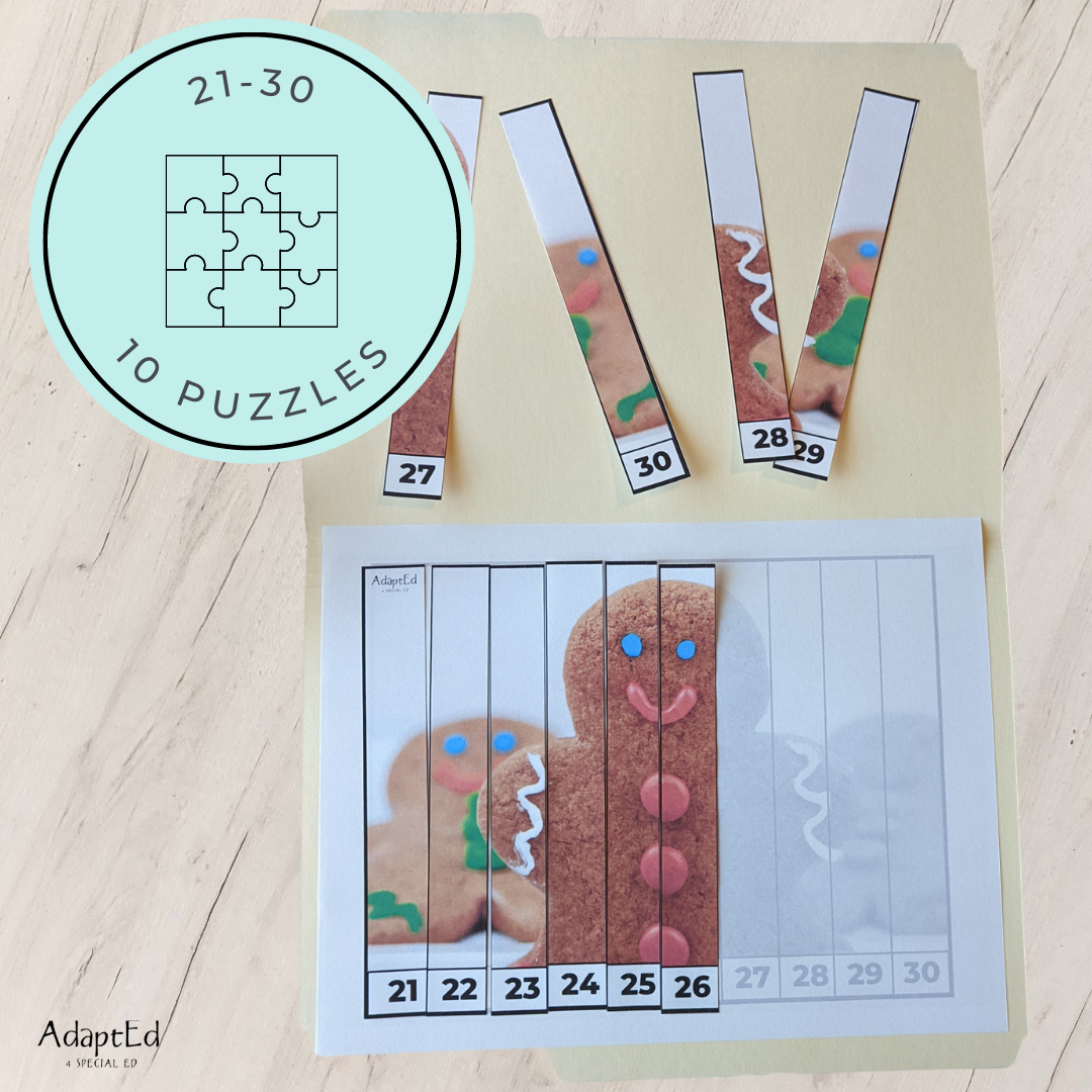 Gingerbread Counting Puzzles: Counting 1-5 1-10 11-20 21-30 (Printable PDF)