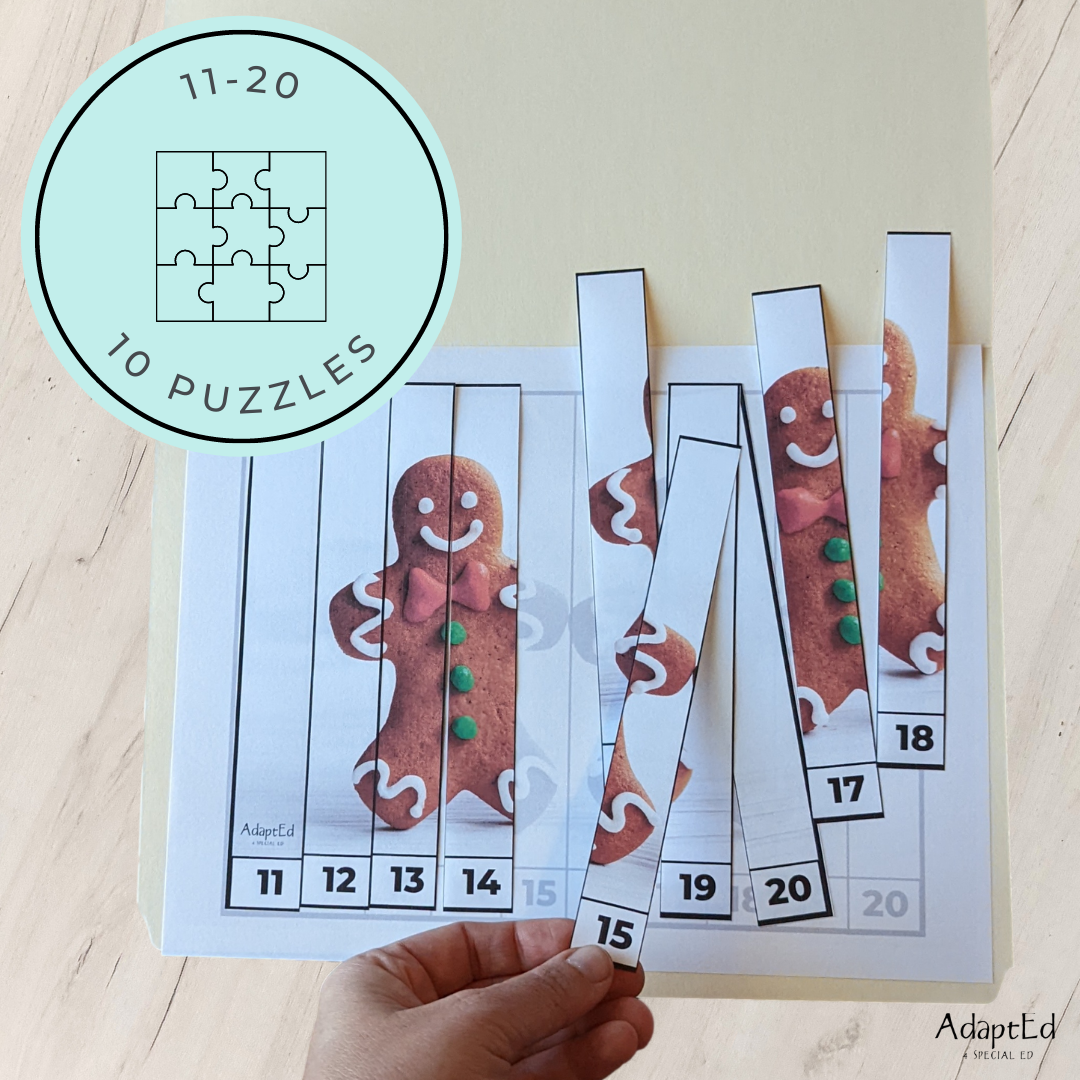 Gingerbread Counting Puzzles: Counting 1-5 1-10 11-20 21-30 (Printable PDF)