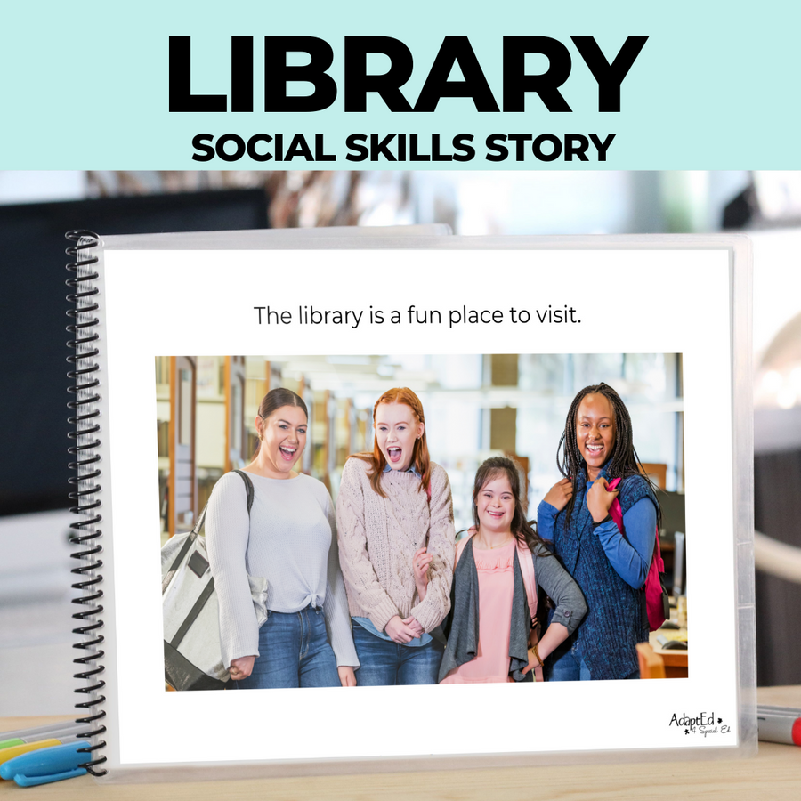 Social Skills Story: Going to the Library: Editable (Printable PDF ) Life Skills - AdaptEd4SpecialEd