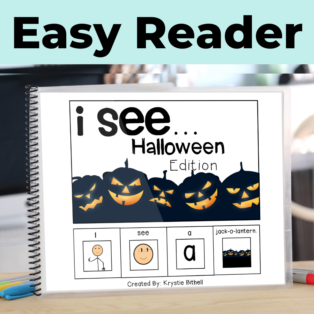 Halloween Easy Reader Adapted Book (Printable PDF) Wh Questions - AdaptEd4SpecialEd