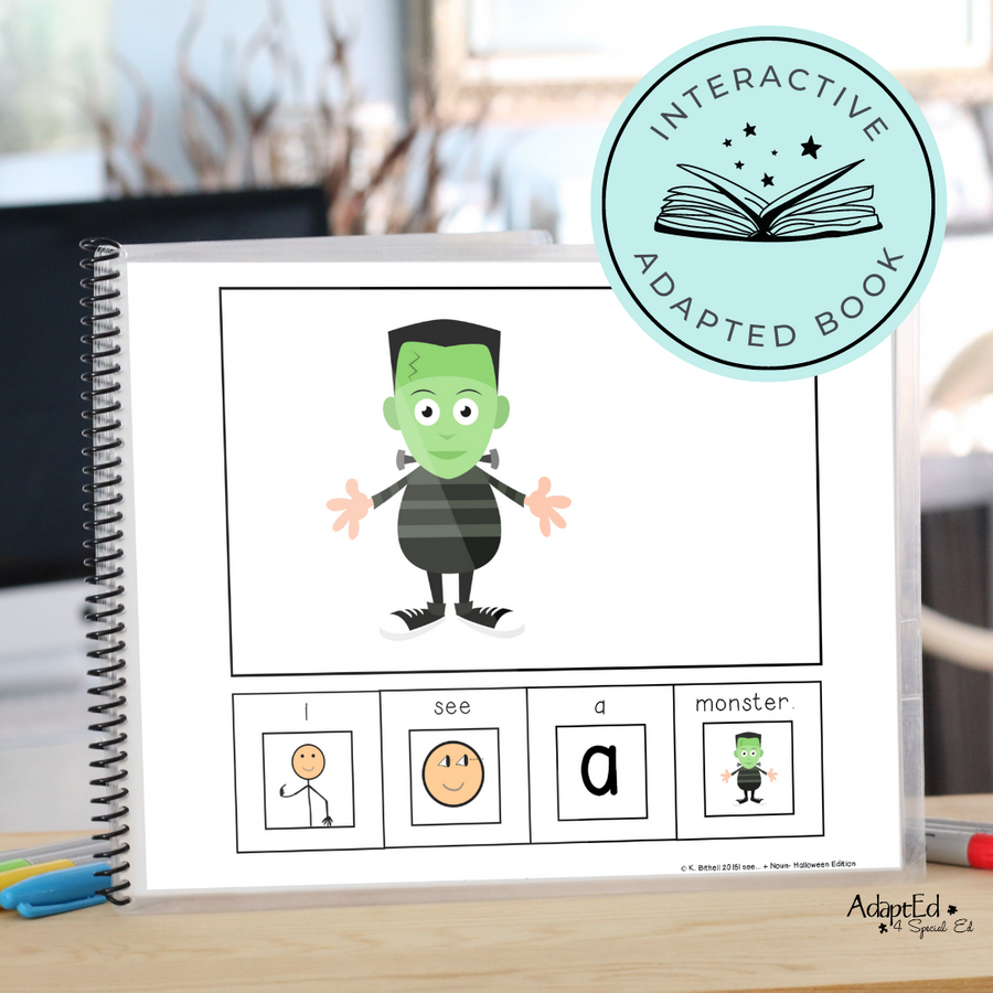 Halloween Easy Reader Adapted Book (Printable PDF) Wh Questions - AdaptEd4SpecialEd