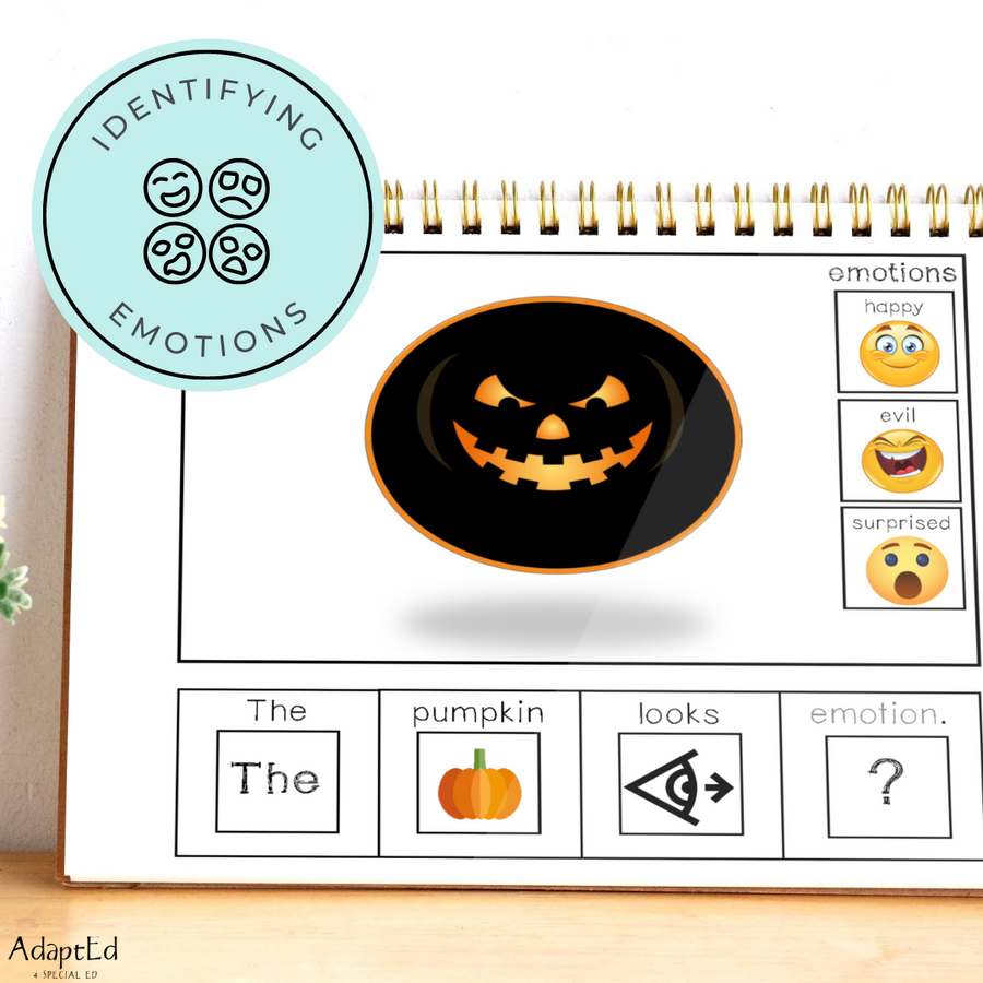 Halloween Emotions Adapted Book (Printable PDF) Wh Questions - AdaptEd4SpecialEd