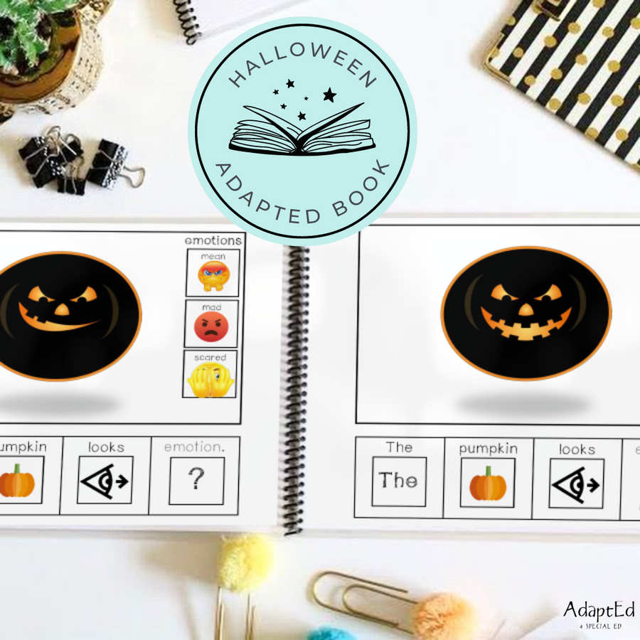 Halloween Emotions Adapted Book (Printable PDF) Wh Questions - AdaptEd4SpecialEd