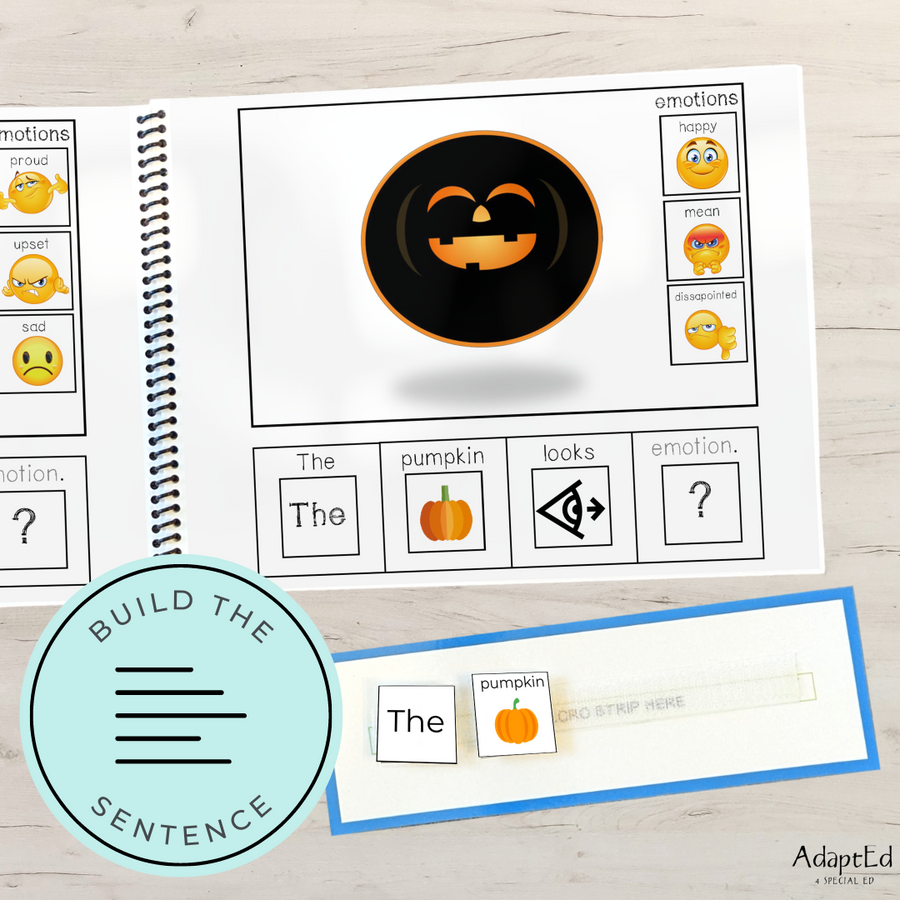 Halloween Emotions Adapted Book (Printable PDF) Wh Questions - AdaptEd4SpecialEd