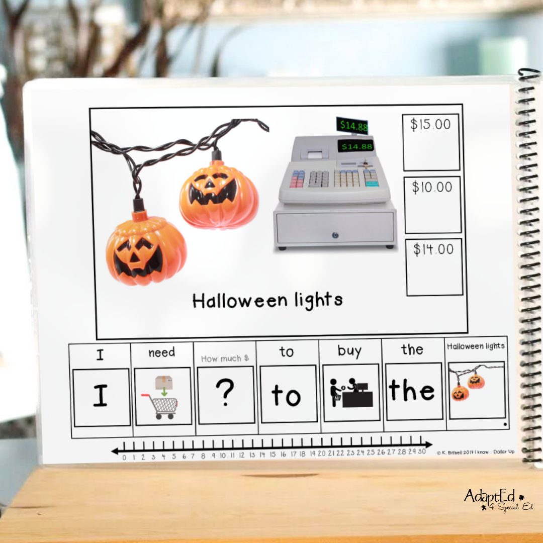 Halloween Next Dollar Up Adapted Book (Printable PDF) - AdaptEd4SpecialEd