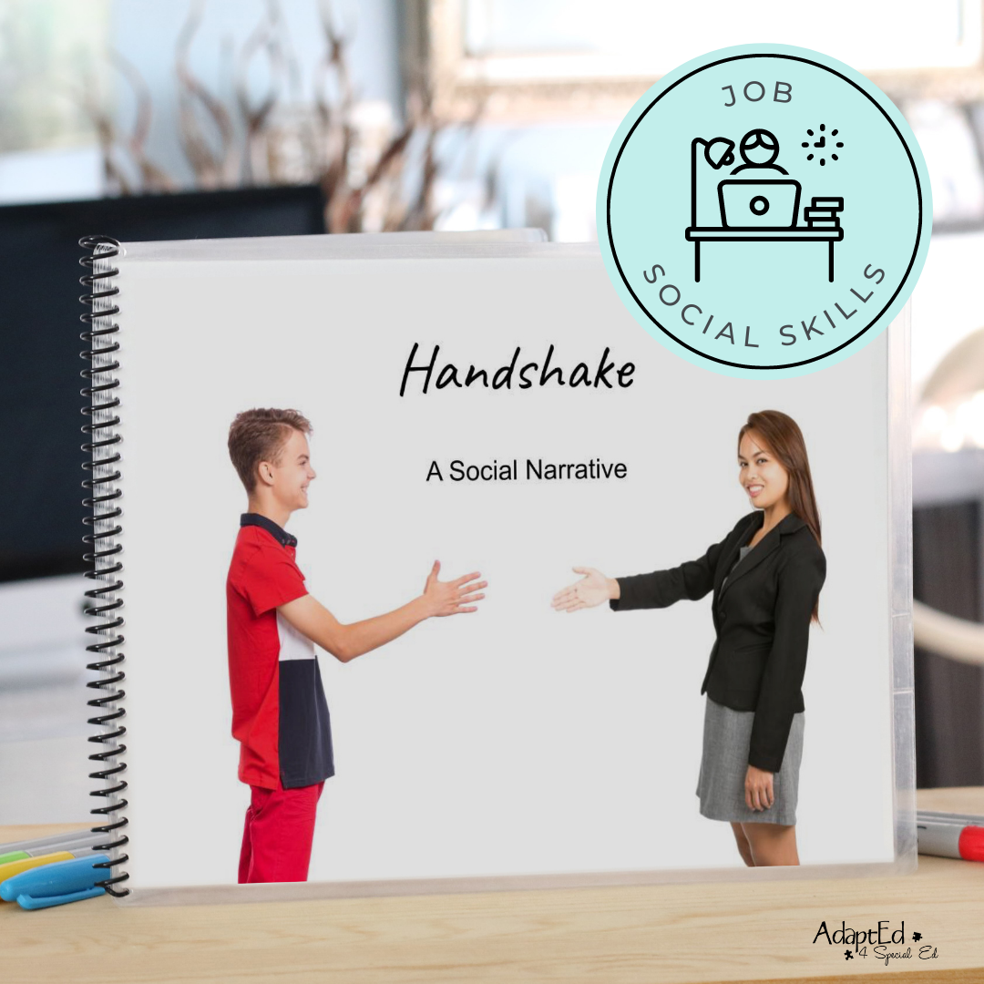 Social Skills Story: Handshake: Editable (Printable PDF ) Job Skills - AdaptEd4SpecialEd
