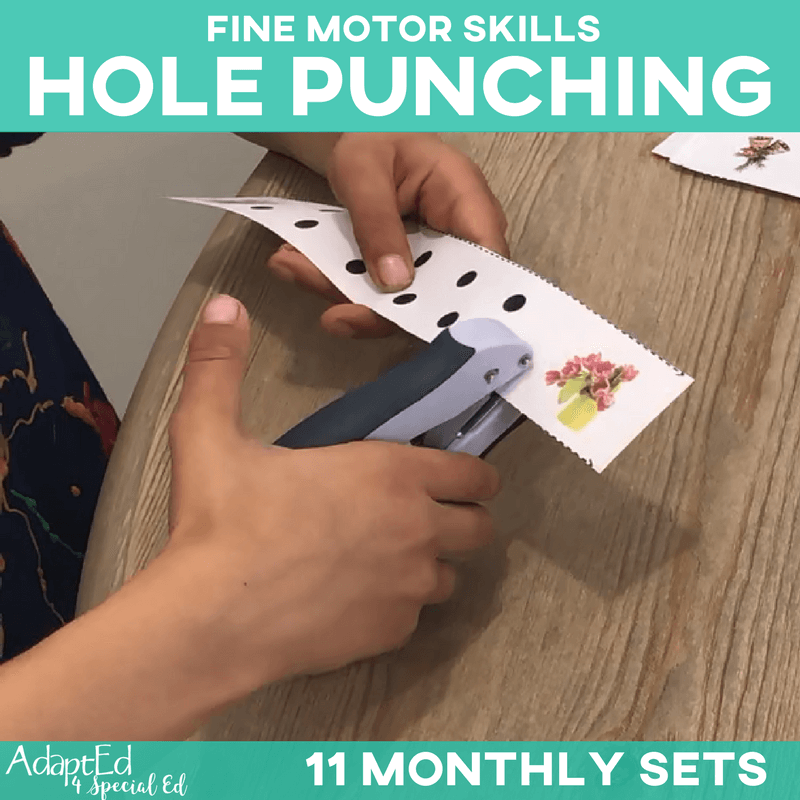 Hole Punching Monthly Themed Sets: 11 Pack (Printable PDF) Fine Motor - AdaptEd4SpecialEd