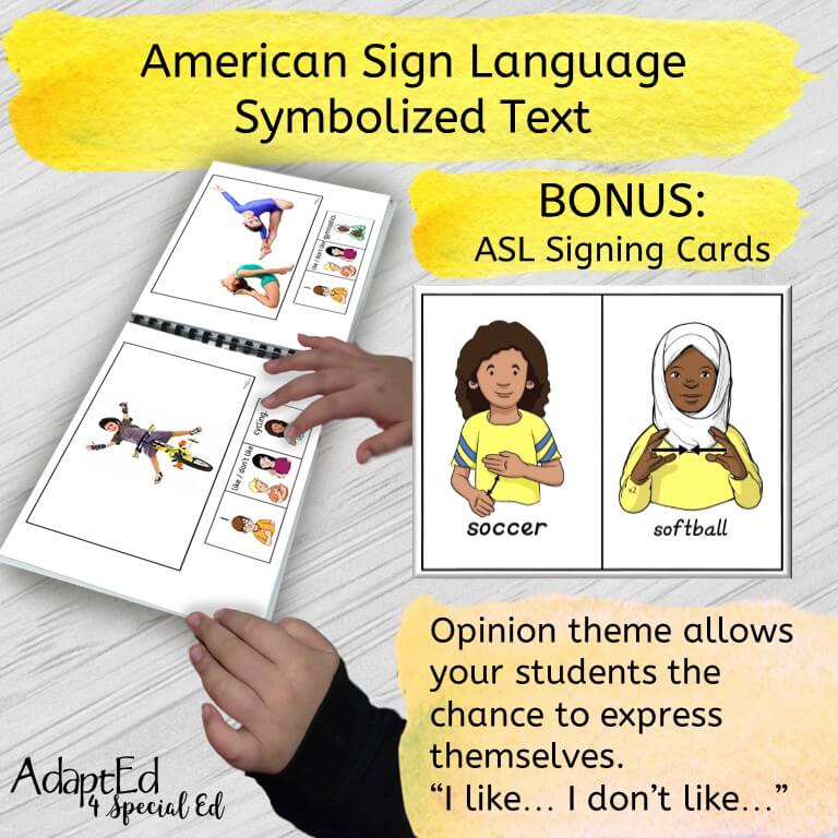 ASL: I like... I don't like... Sports: Adapted Book (Interactive Digital + Printable PDF) Adapted Book - AdaptEd4SpecialEd