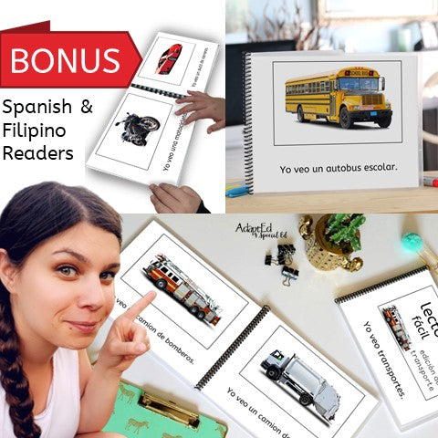 Emergent Reader Transportation Vehicles (Printable PDF) - AdaptEd4SpecialEd