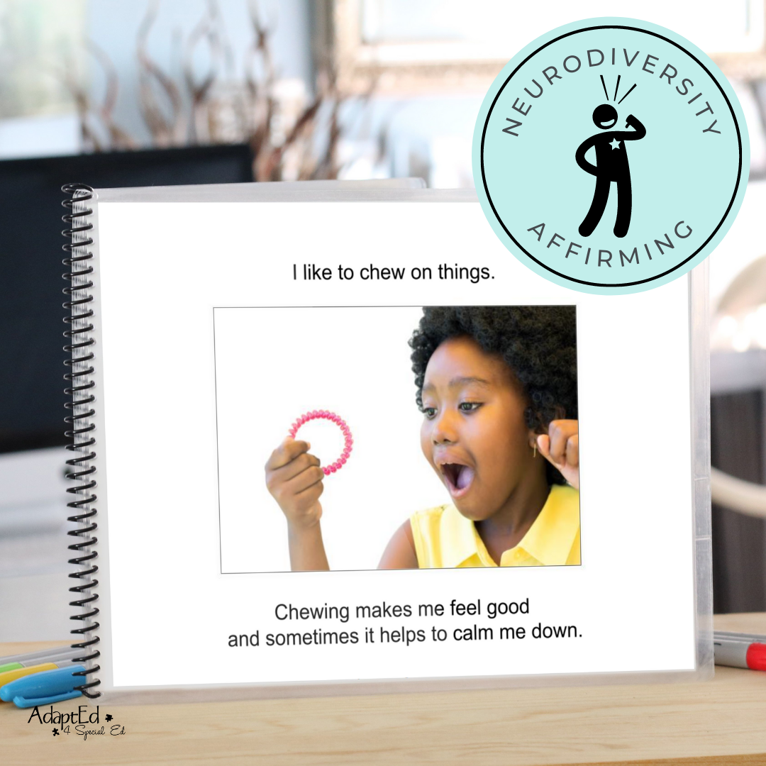 Social Skills Story: I Like to Chew: Editable (Printable PDF) Neurodivergent Affirming - AdaptEd4SpecialEd