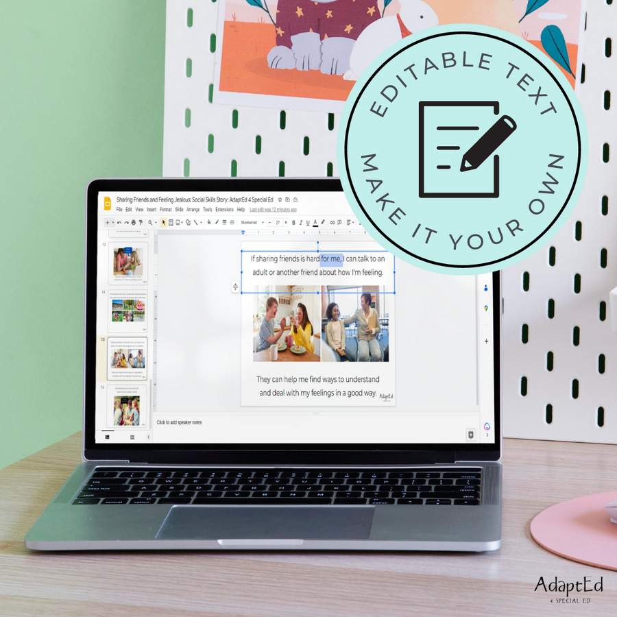 Social Skills Story: Sharing My Friend | Feeling Jealous: Editable (Printable PDF )