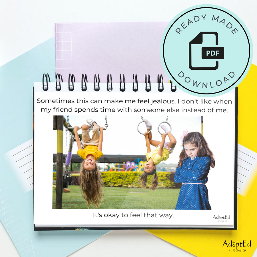 Social Skills Story: Sharing My Friend | Feeling Jealous: Editable (Printable PDF )