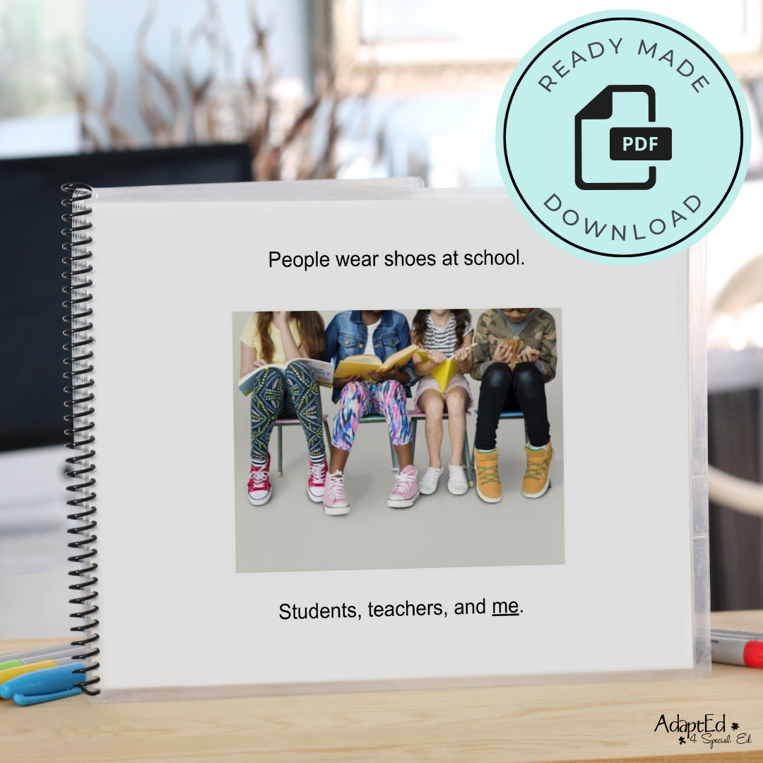 Social Skills Story: Keeping My Shoes On: Editable (Printable PDF ) School - AdaptEd4SpecialEd
