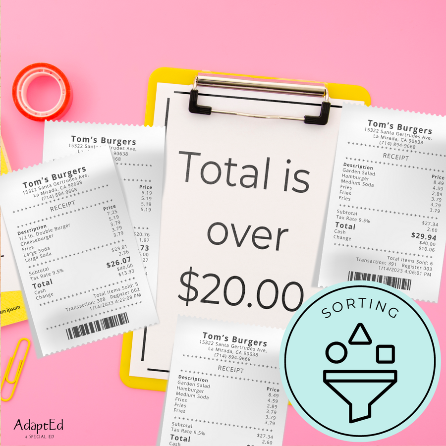 Receipt Reading Comprehension (Printable PDF)