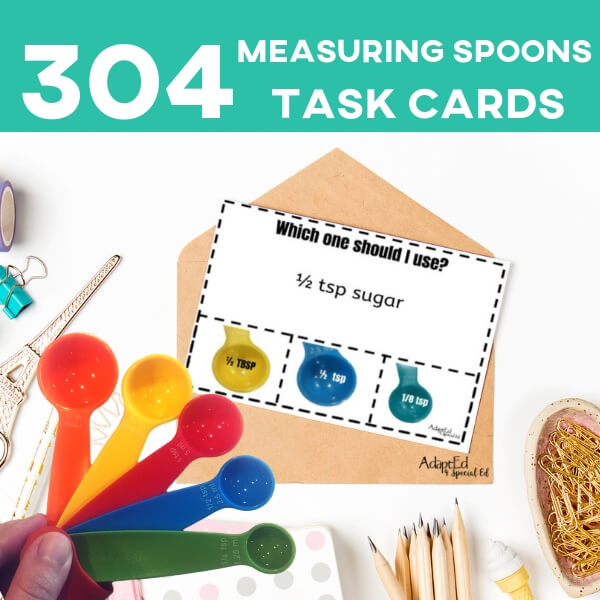 Task Cards: Measuring Spoons (Printable PDF) Life Skills - AdaptEd4SpecialEd