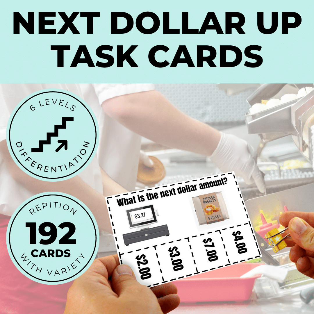 Task Cards: Next Dollar Up: Fast Food (Printable PDF) Dollar Up - AdaptEd4SpecialEd
