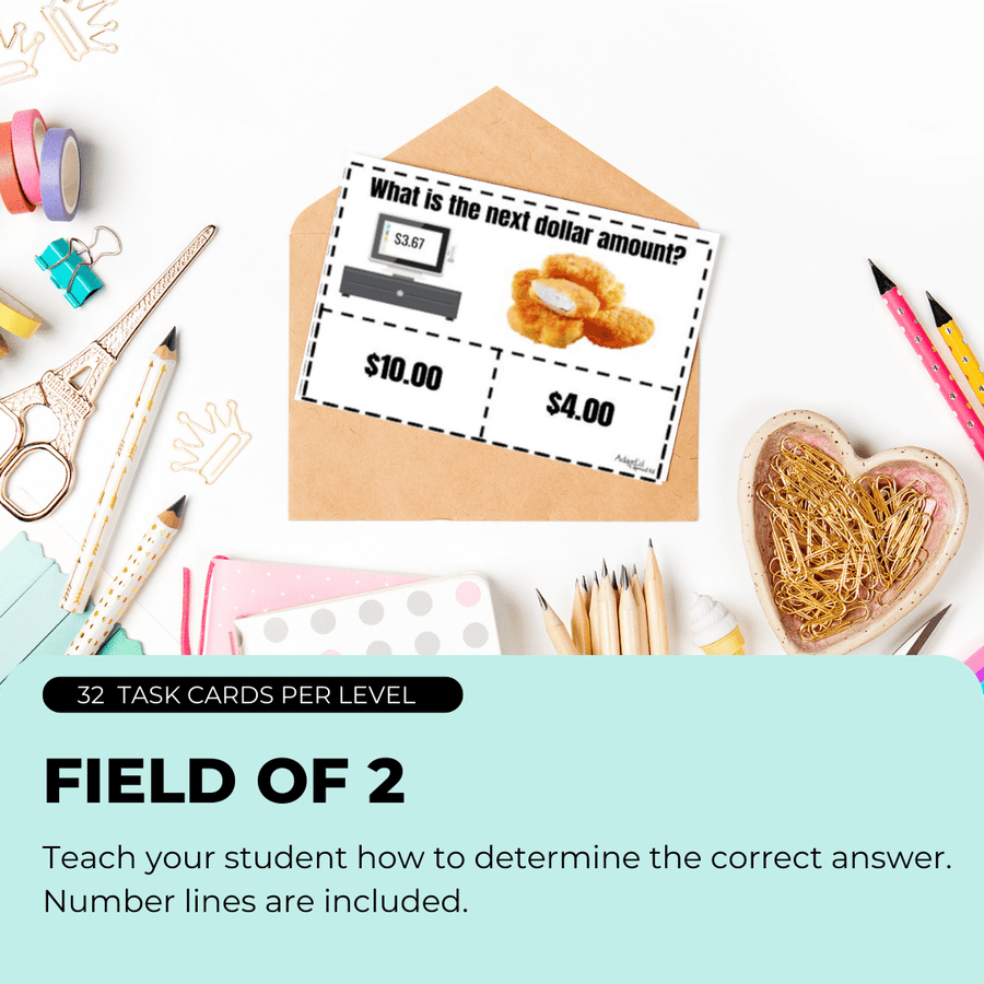 Task Cards: Next Dollar Up: Fast Food (Printable PDF) Dollar Up - AdaptEd4SpecialEd