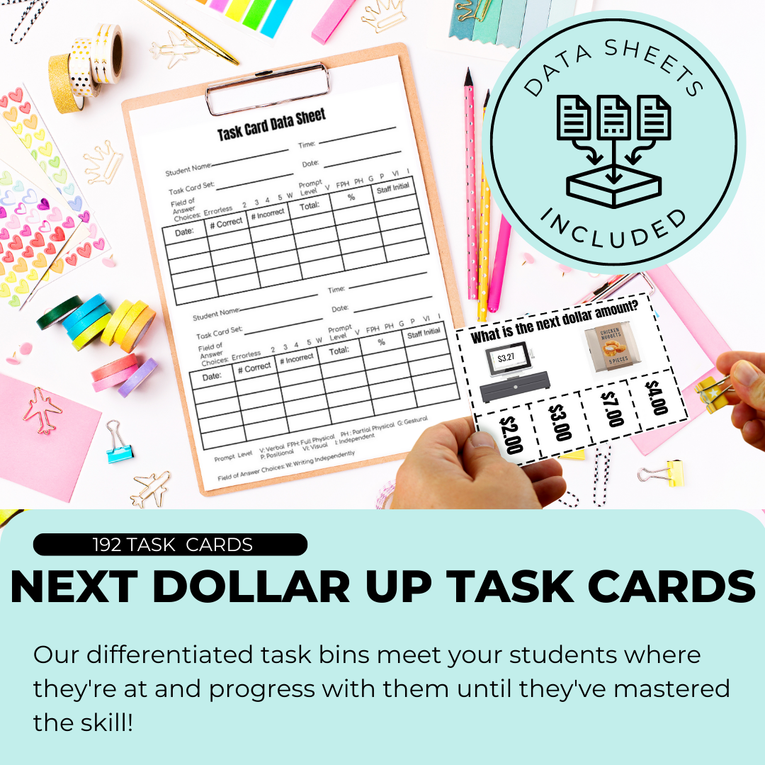 Task Cards: Next Dollar Up: Fast Food (Printable PDF) Dollar Up - AdaptEd4SpecialEd