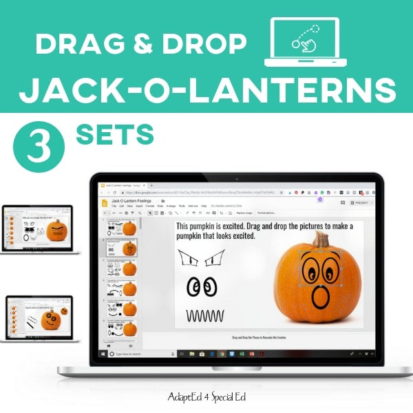 Digital Jack-O-Lanterns: Halloween 3 No Prep Activities (Interactive Digital) No Prep Google Drive - AdaptEd4SpecialEd