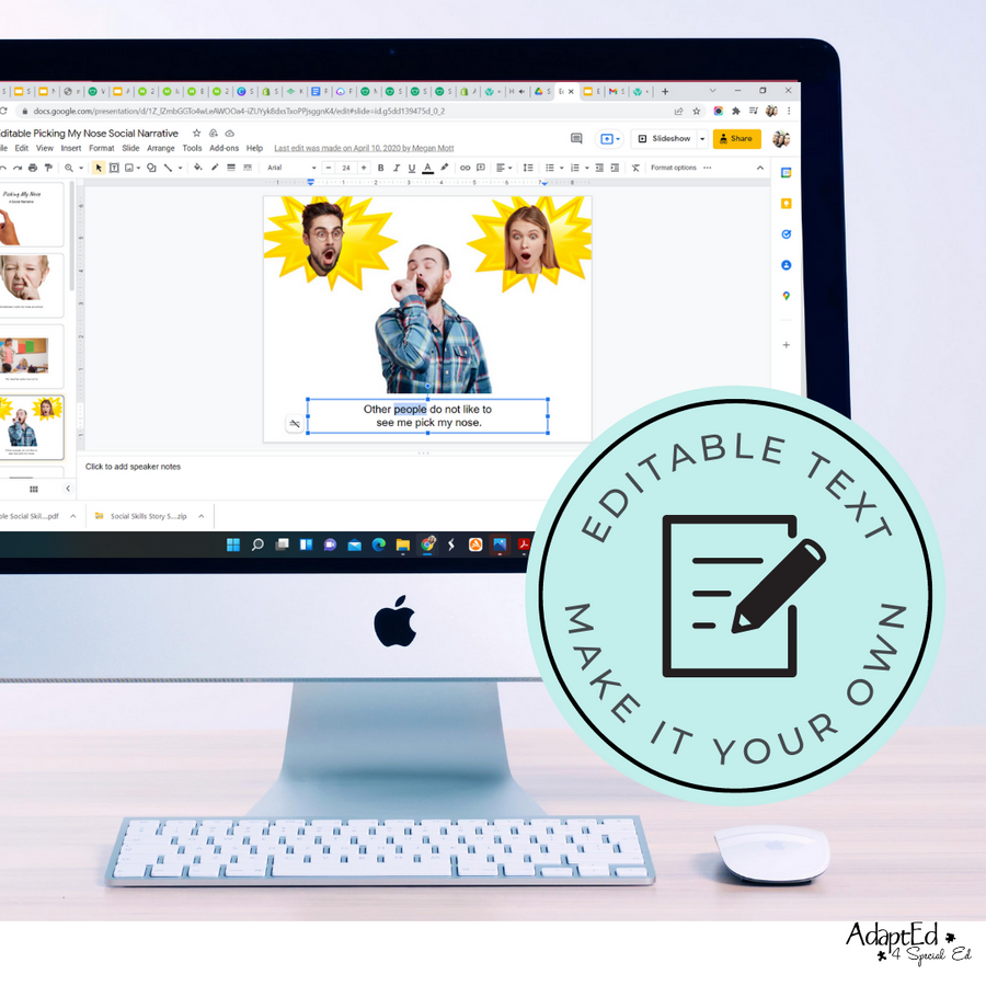 Social Story: Nose Picking: Editable Hygiene - AdaptEd4SpecialEd