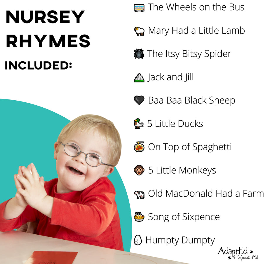 Nursery Rhymes Emergent Readers + Comprehension Bundle (Printable PDF) - AdaptEd4SpecialEd