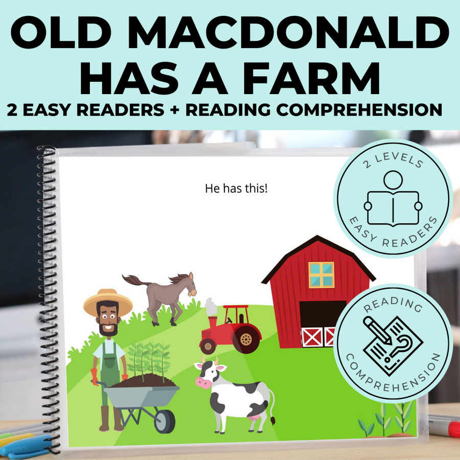 Old MacDonald Nursery Rhyme Emergent Reader + Reading Comprehension (Printable PDF) - AdaptEd4SpecialEd