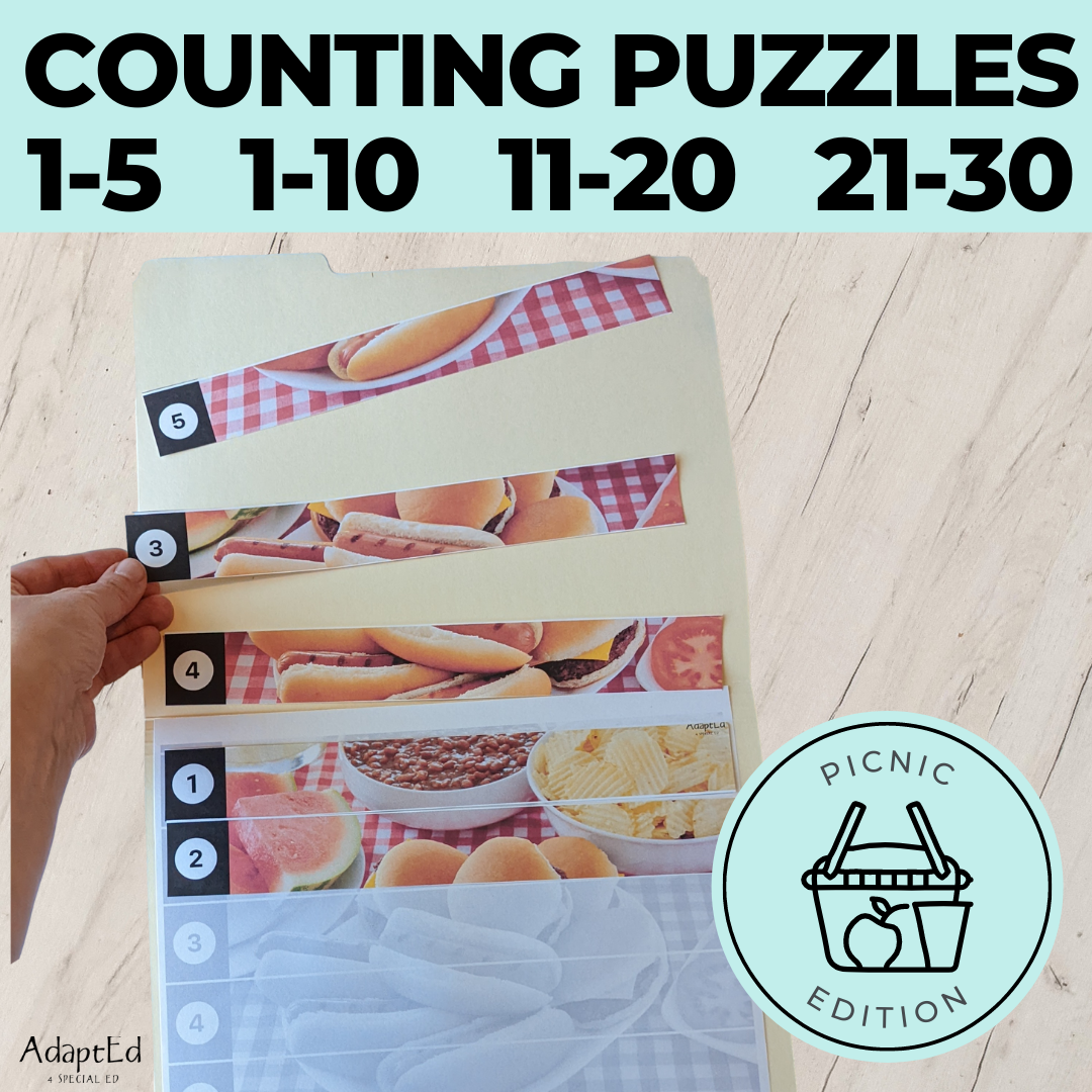 Picnic Counting Puzzles: Counting 1-5 1-10 11-20 21-30 (Printable PDF)