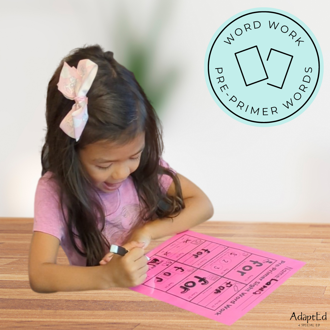 Pre Primer Sight Words Word Work - AdaptEd4SpecialEd
