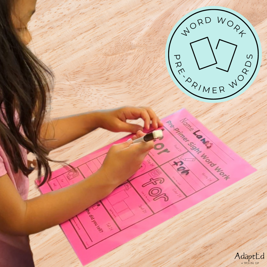 Pre Primer Sight Words Word Work - AdaptEd4SpecialEd