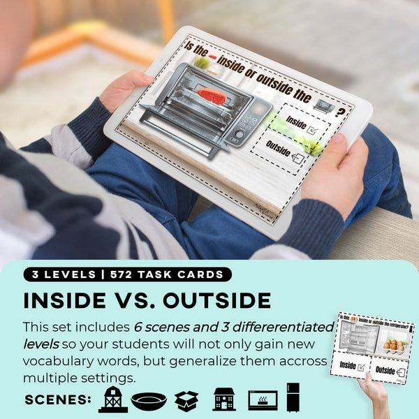 Task Cards: Position Words: Left, Right, Middle, Top, Bottom, Inside, Outside, Above and Below (Interactive Digital + Printable PDF) Prepositions - AdaptEd4SpecialEd