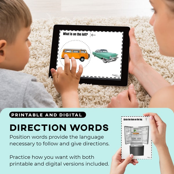 Task Cards: Position Words: Left, Right, Middle, Top, Bottom, Inside, Outside, Above and Below (Interactive Digital + Printable PDF) Prepositions - AdaptEd4SpecialEd