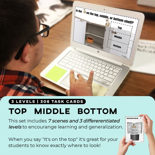 Task Cards: Position Words: Left, Right, Middle, Top, Bottom, Inside, Outside, Above and Below (Interactive Digital + Printable PDF) Prepositions - AdaptEd4SpecialEd