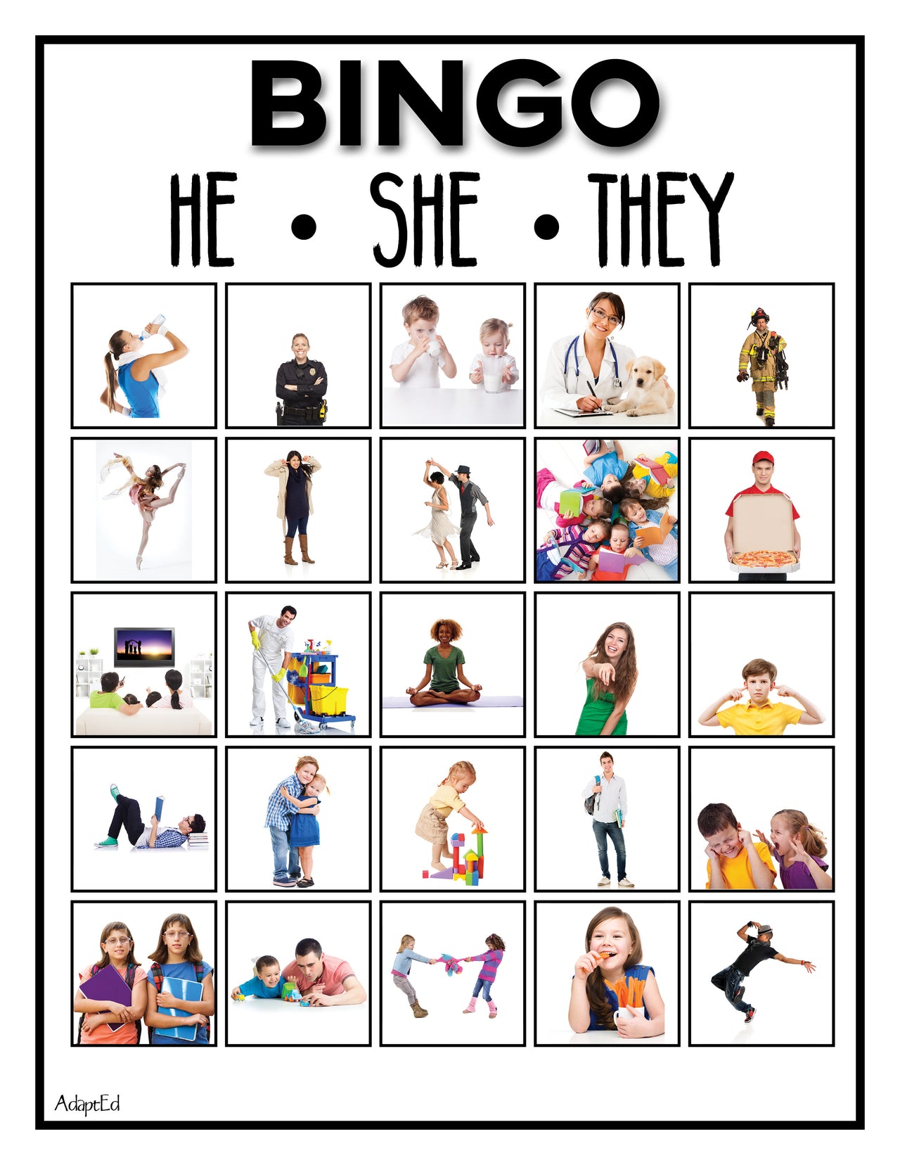 Pronoun Bingo Game (Printable PDF) Verbs - AdaptEd4SpecialEd