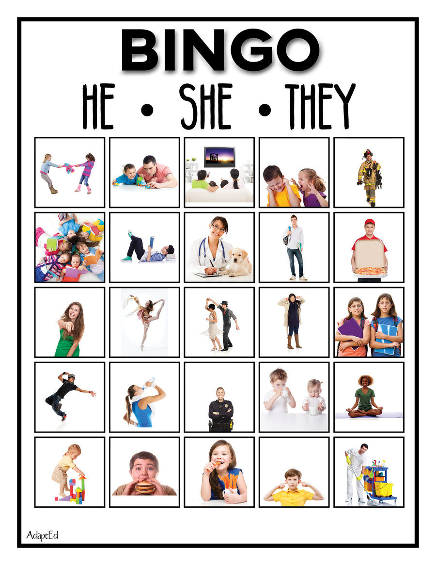 Pronoun Bingo Game (Printable PDF) Verbs - AdaptEd4SpecialEd