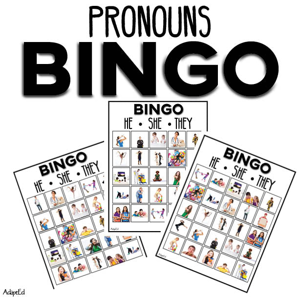 Pronoun Bingo Game (Printable PDF) Verbs - AdaptEd4SpecialEd
