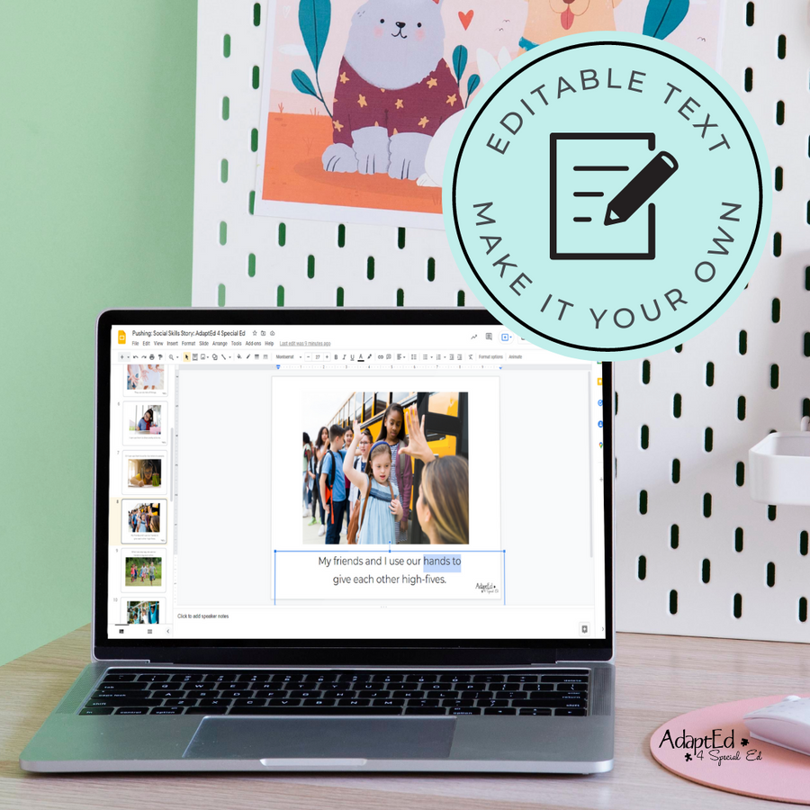 Social Skills Story: Pushing: Editable (Printable PDF ) Social Skills - AdaptEd4SpecialEd