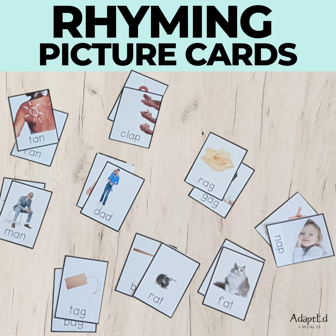 Rhyming Pictures Cards for Rhyming Practice Phonemic Awareness - AdaptEd4SpecialEd