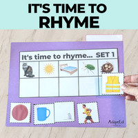 Thumbnail for It's Time to Rhyme Rhyming File Folders Cut & Paste Worksheets Adapted Book - AdaptEd4SpecialEd