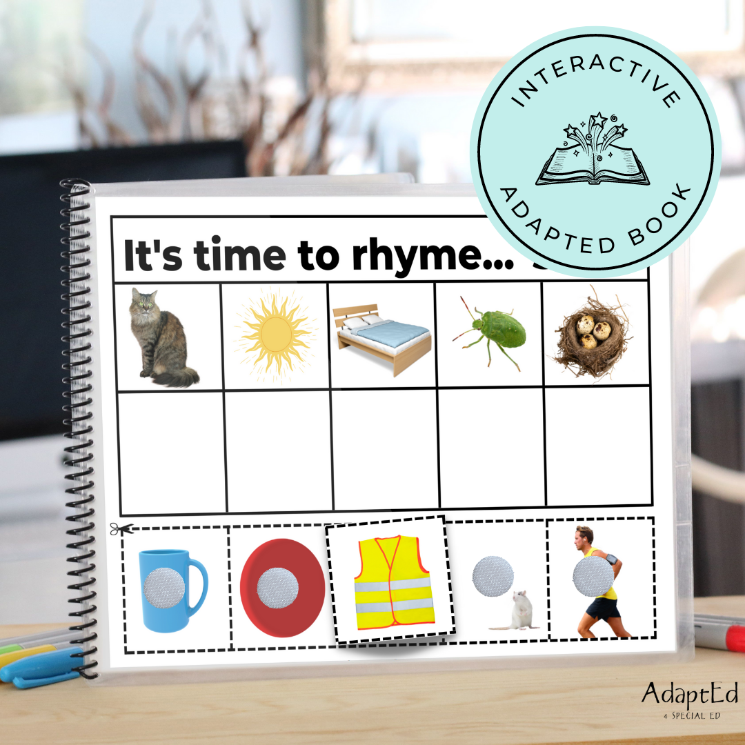 It's Time to Rhyme Rhyming File Folders Cut & Paste Worksheets Adapted Book - AdaptEd4SpecialEd