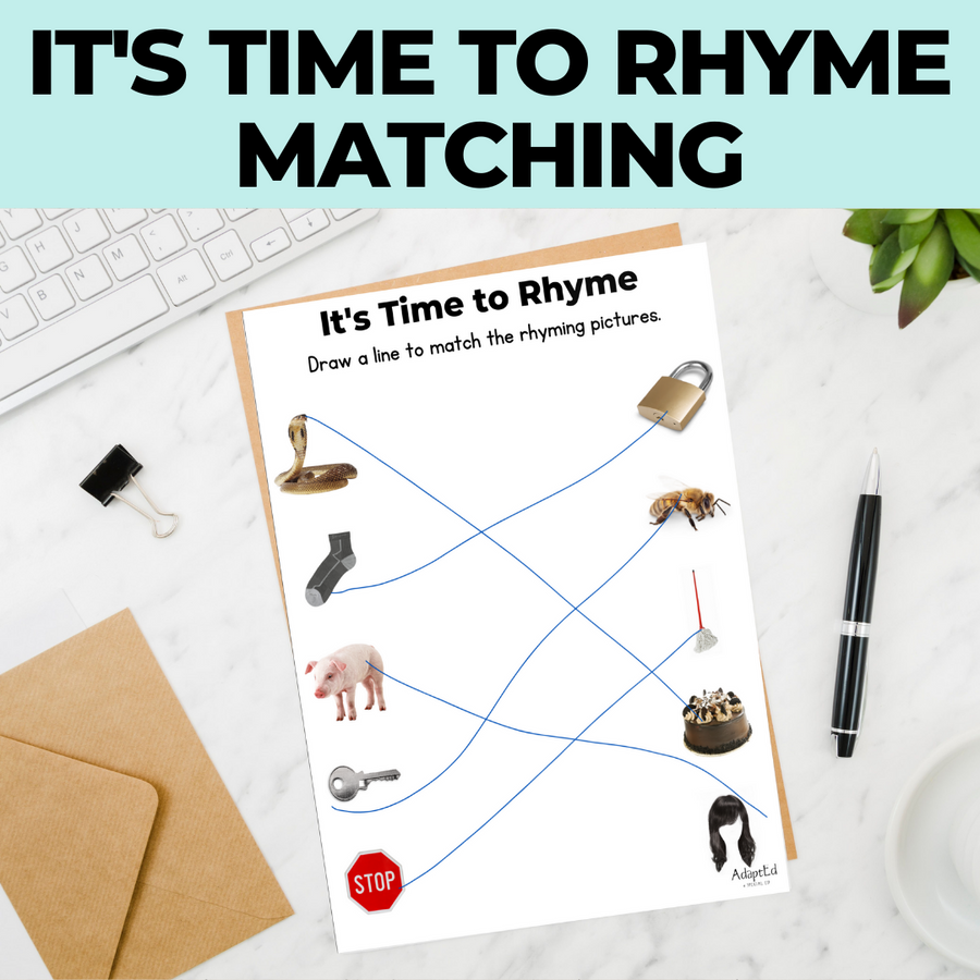 Rhyme Matching Draw the Line to the Rhyming Word - AdaptEd4SpecialEd