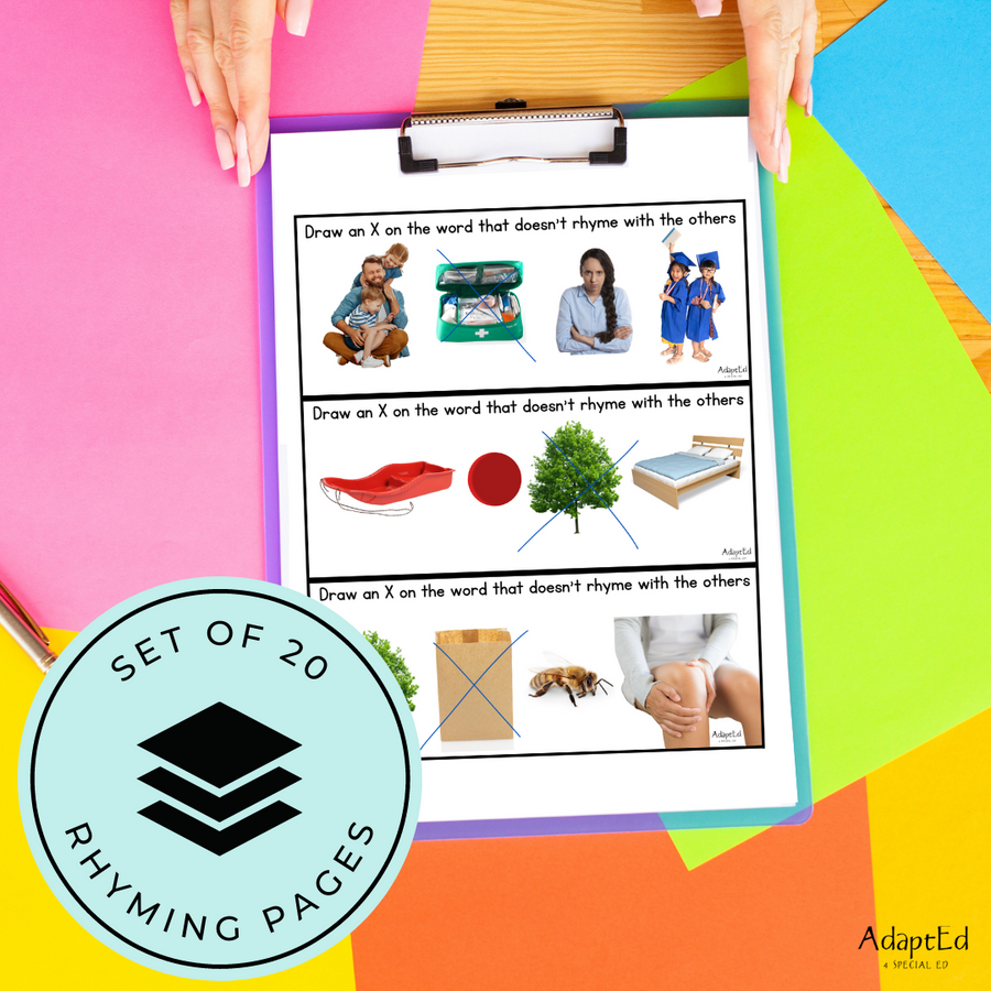 Rhyme Rhyming Phonemic Awareness Activity File Folders Task Cards - AdaptEd4SpecialEd