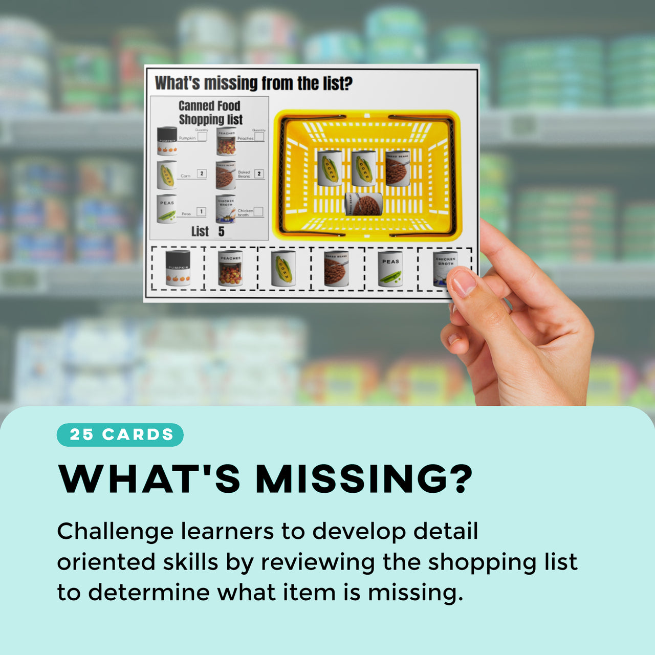 Follow the Shopping List: Canned Foods (Interactive Digital + Printable PDF) Shopping Lists - AdaptEd4SpecialEd