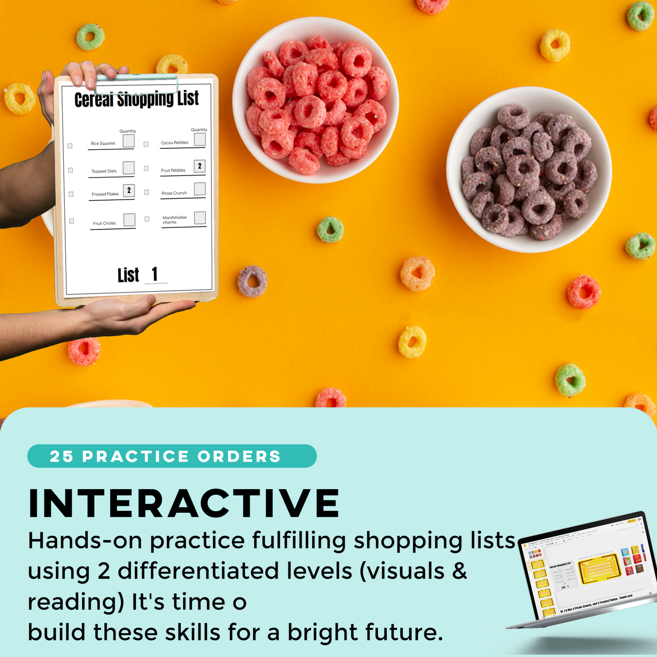 Follow the Shopping List: Cereal Aisle (Interactive Digital + Printable PDF) Shopping Lists - AdaptEd4SpecialEd