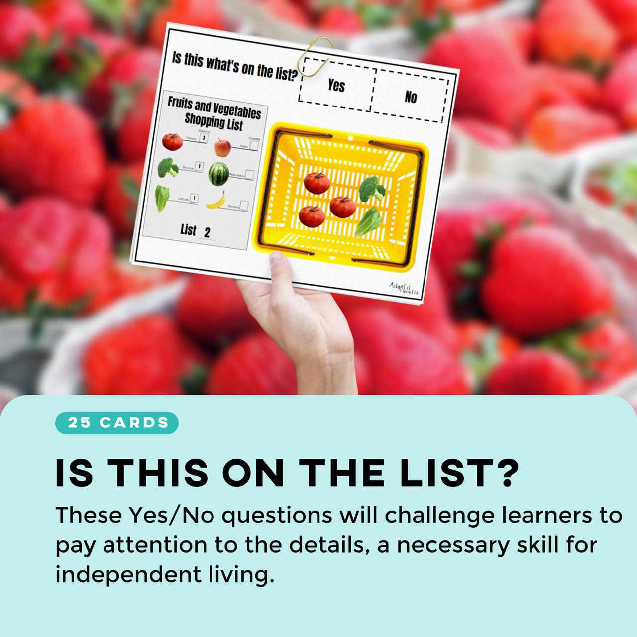 Follow the Shopping List: Fruits and Veggies (Interactive Digital + Printable PDF) Shopping List - AdaptEd4SpecialEd
