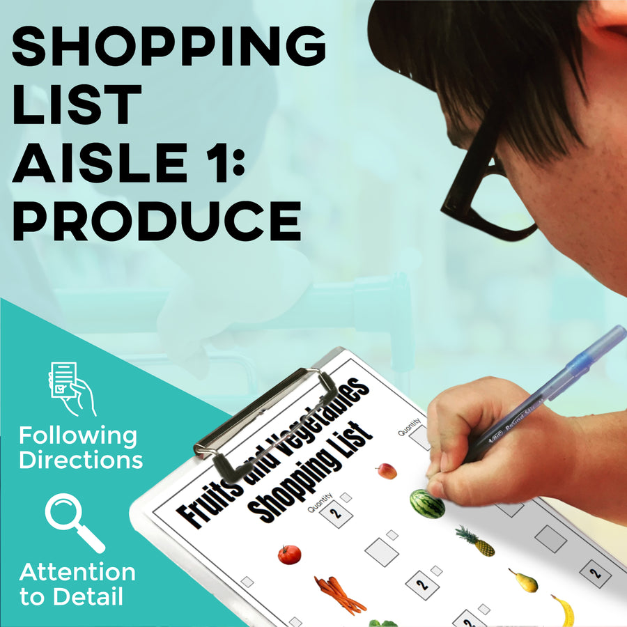 Follow the Shopping List: Fruits and Veggies (Interactive Digital + Printable PDF) Shopping List - AdaptEd4SpecialEd