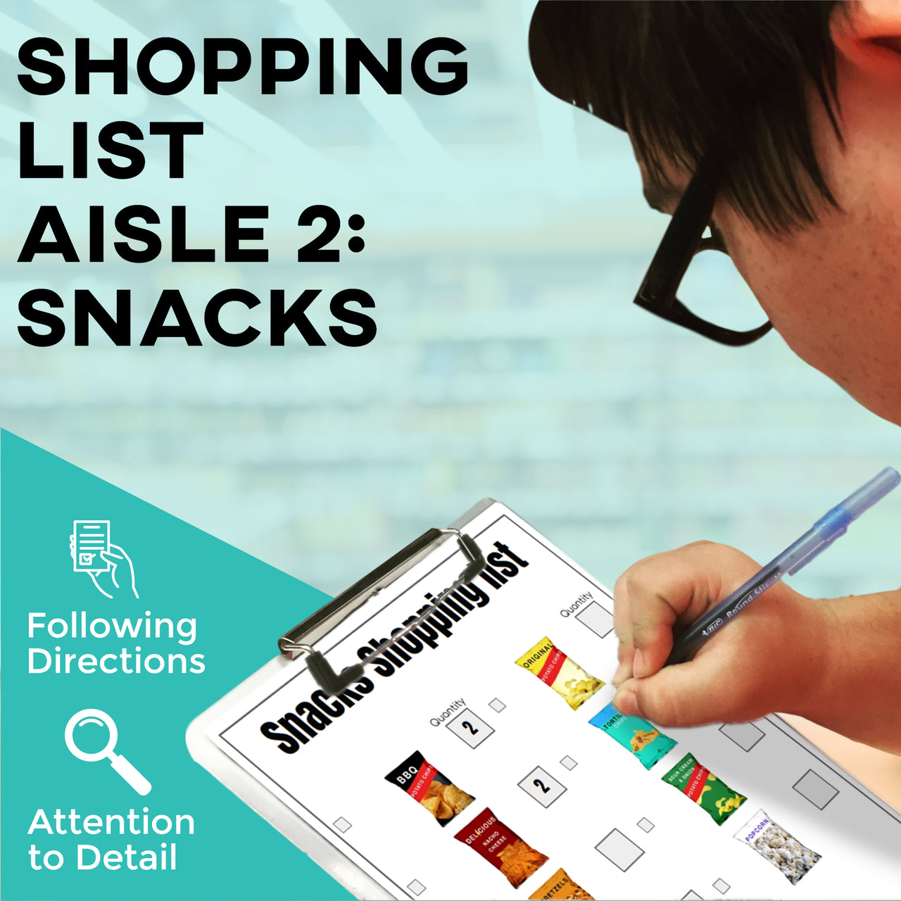 Follow the Shopping List: Chips and Snack Foods (Interactive Digital + Printable PDF) Shopping Lists - AdaptEd4SpecialEd