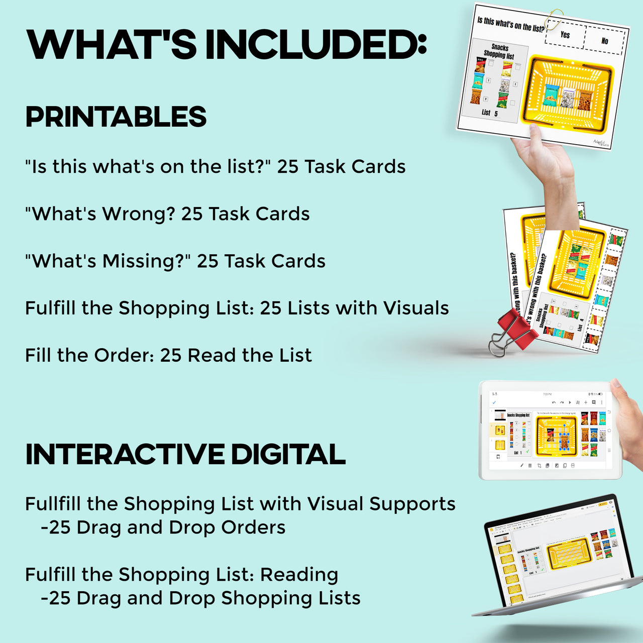 Follow the Shopping List: Chips and Snack Foods (Interactive Digital + Printable PDF) Shopping Lists - AdaptEd4SpecialEd