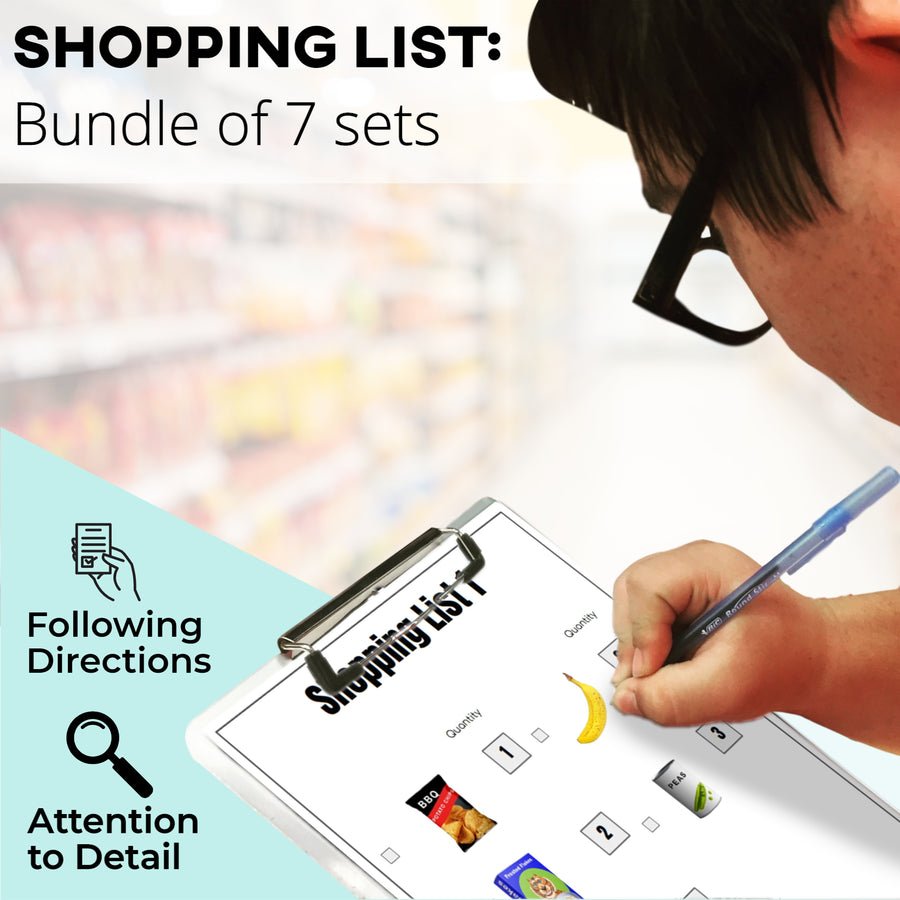 Grocery Store Shopping Lists Mega Bundle (Interactive Digital Sets + Printable PDF's) Shopping Lists - AdaptEd4SpecialEd