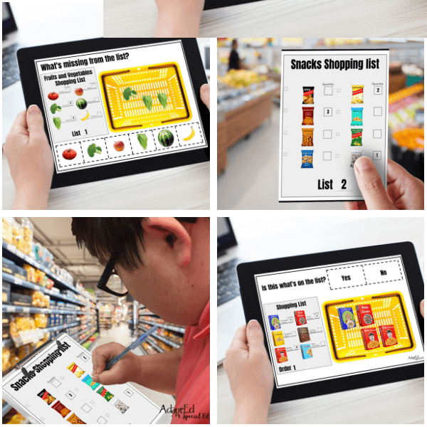 Grocery Store Shopping Lists Mega Bundle (Interactive Digital Sets + Printable PDF's) Shopping Lists - AdaptEd4SpecialEd