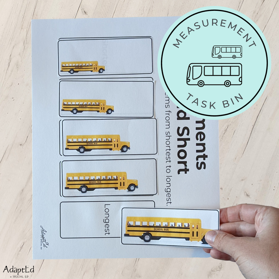 Shorter or Longer Task Cards & Adapted Books (Comparing by length) Coins - AdaptEd4SpecialEd